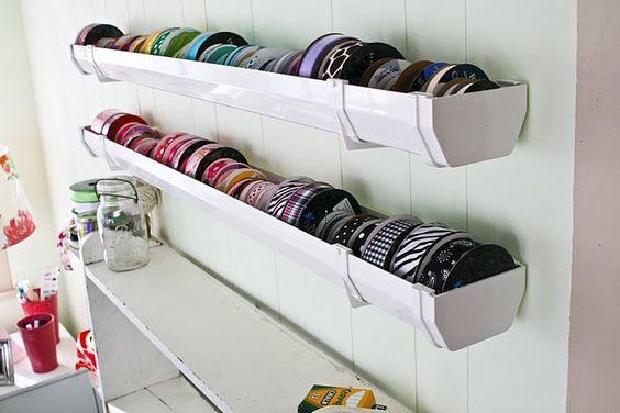 How to Organize Your Flower Shop 1 Image of a ribbon storage system on the wall