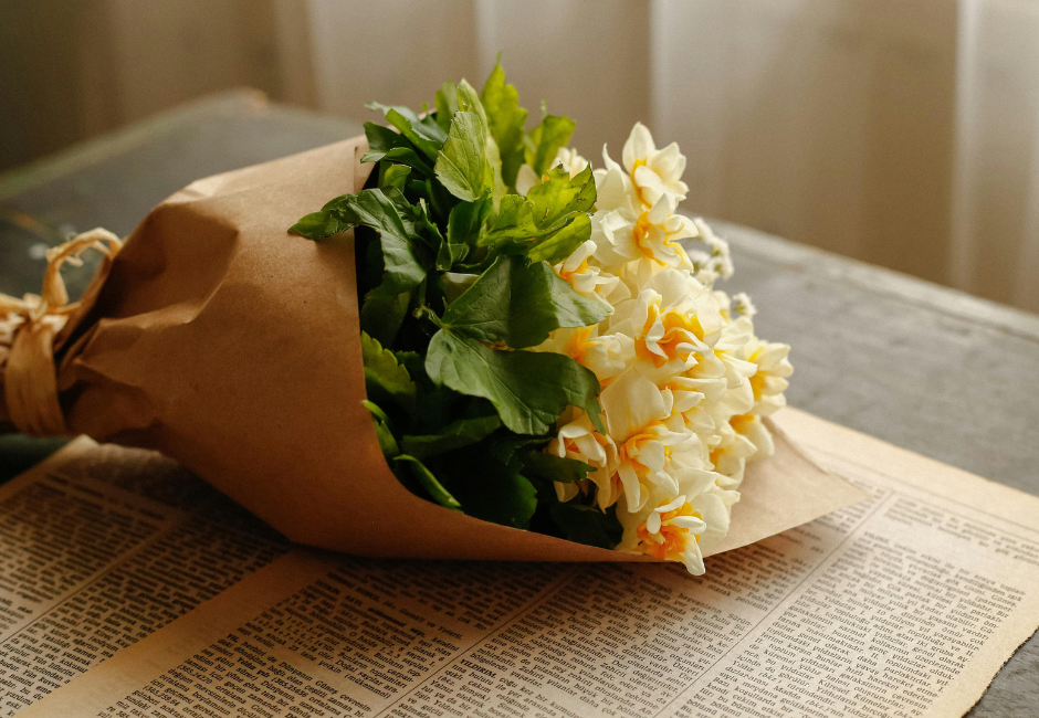 flowers on a newspaper